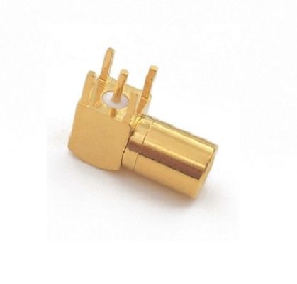 SMB Female Right Angle Rf Connector  Gold Plated  500 Cycles Life Cycle