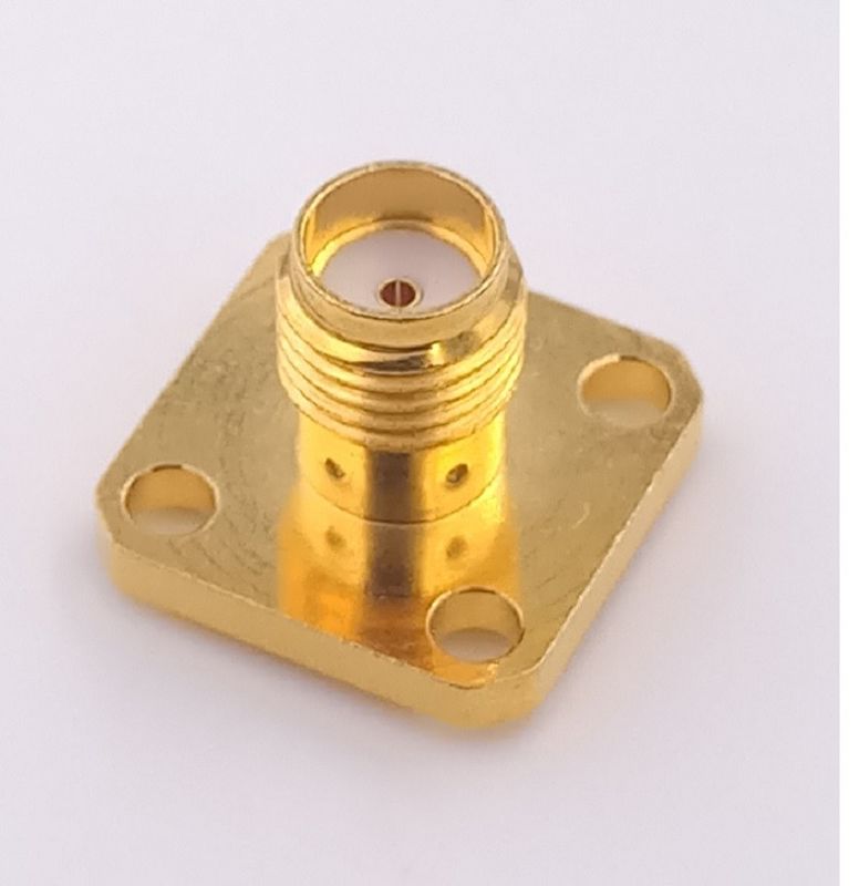 50 Cyles Female  SMA Coaxial Connector  4 Hole Sma Flange Mount Connector
