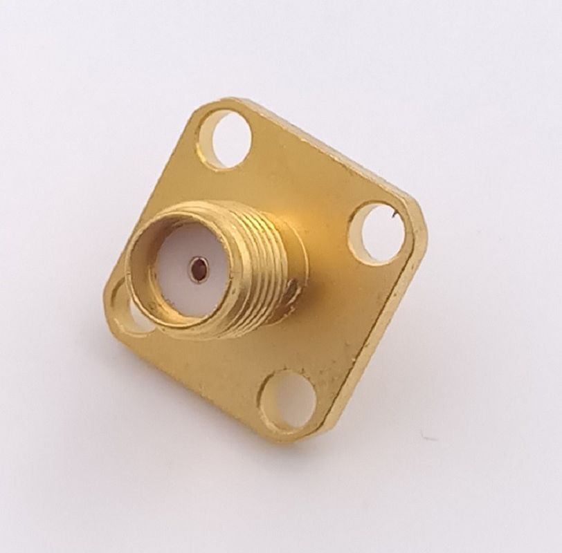 Panel Screw Mounting SMA Coaxial Connector SMA Jack Connector With 4 Holes Flange